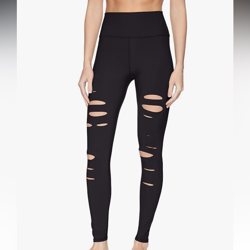 Alo Yoga Ripped Warrior Leggings - Black - Size Small